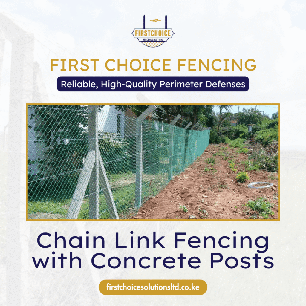 Concrete Posts Chain Chain Link Fencing with Concrete - Advanced Reliable 1